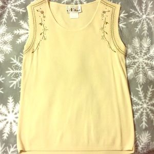 Rayon dress top, beige with embroidery
